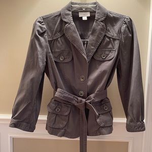 LOFT Short Belted Gray Jacket